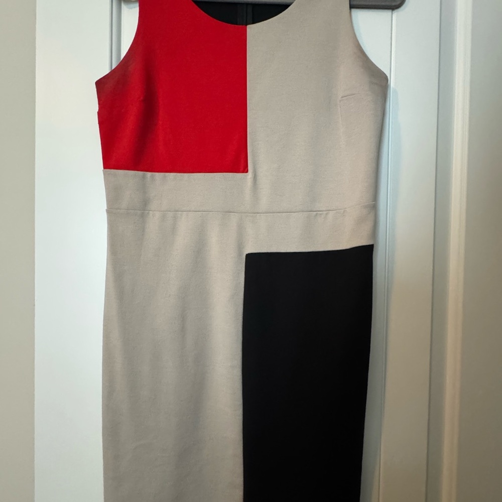 The Limited Red, Black, and Beige Colorblock Midi Dress